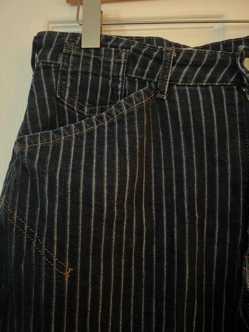 Pilcro Navy Pinstripe Cropped Jeans - Picture 3 of 9